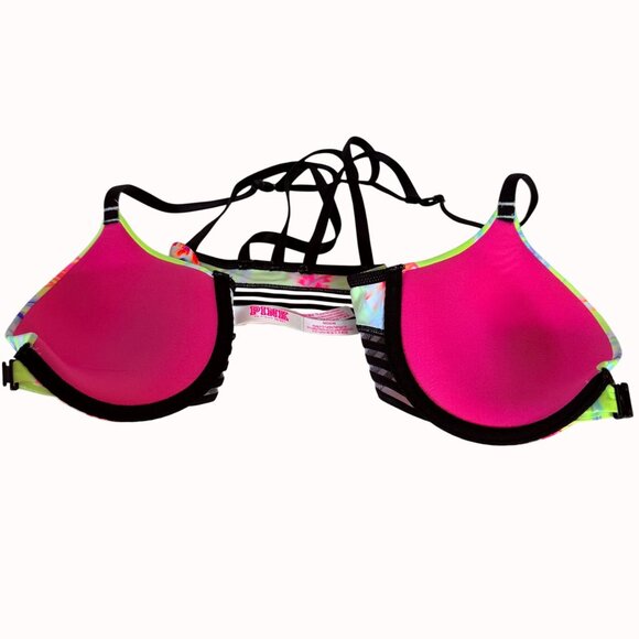 Wear Everywhere Push Up Bra Size 32C  Floral Strappy Back Victorias Secret PINK - Picture 5 of 13